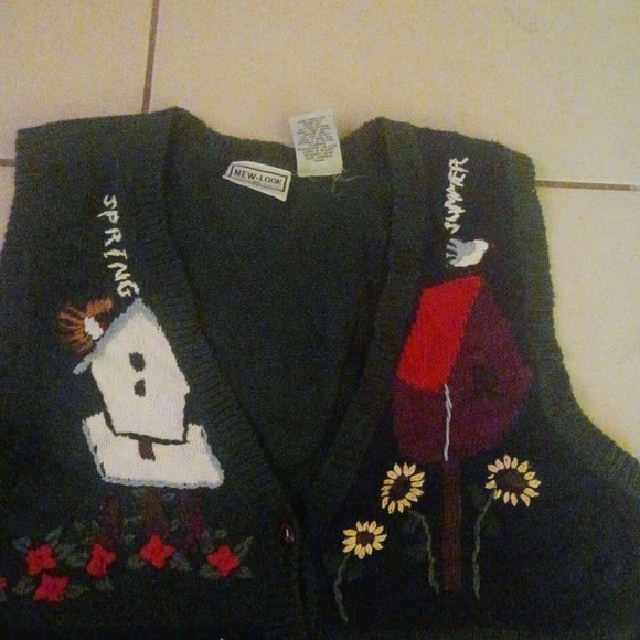 VINTAGE New Look Four Season Knitted Sweater Vest Size M - Picture 2 of 5